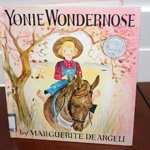 Libro per bambini d'epoca Yonie Wondernose di Marguerie de Angeli Copertina rigida Ex-biblioteca 1944 - Spedizione combinata