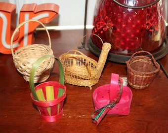 Miniature Woven Basket Bundle: Easter Decor, Set of 5
