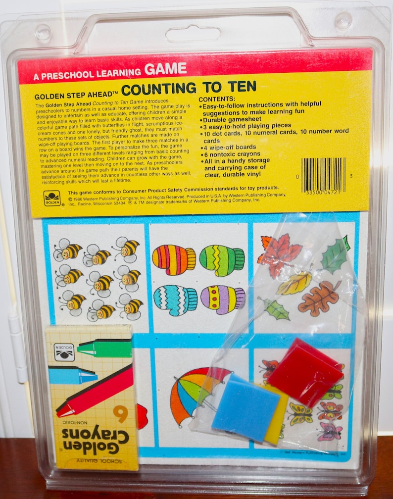 New Vintage 1980s Golden Step Ahead Preschool Learning Games: Choose from Counting To Ten / Shapes and Colors / Signs of Safety NIB image 8