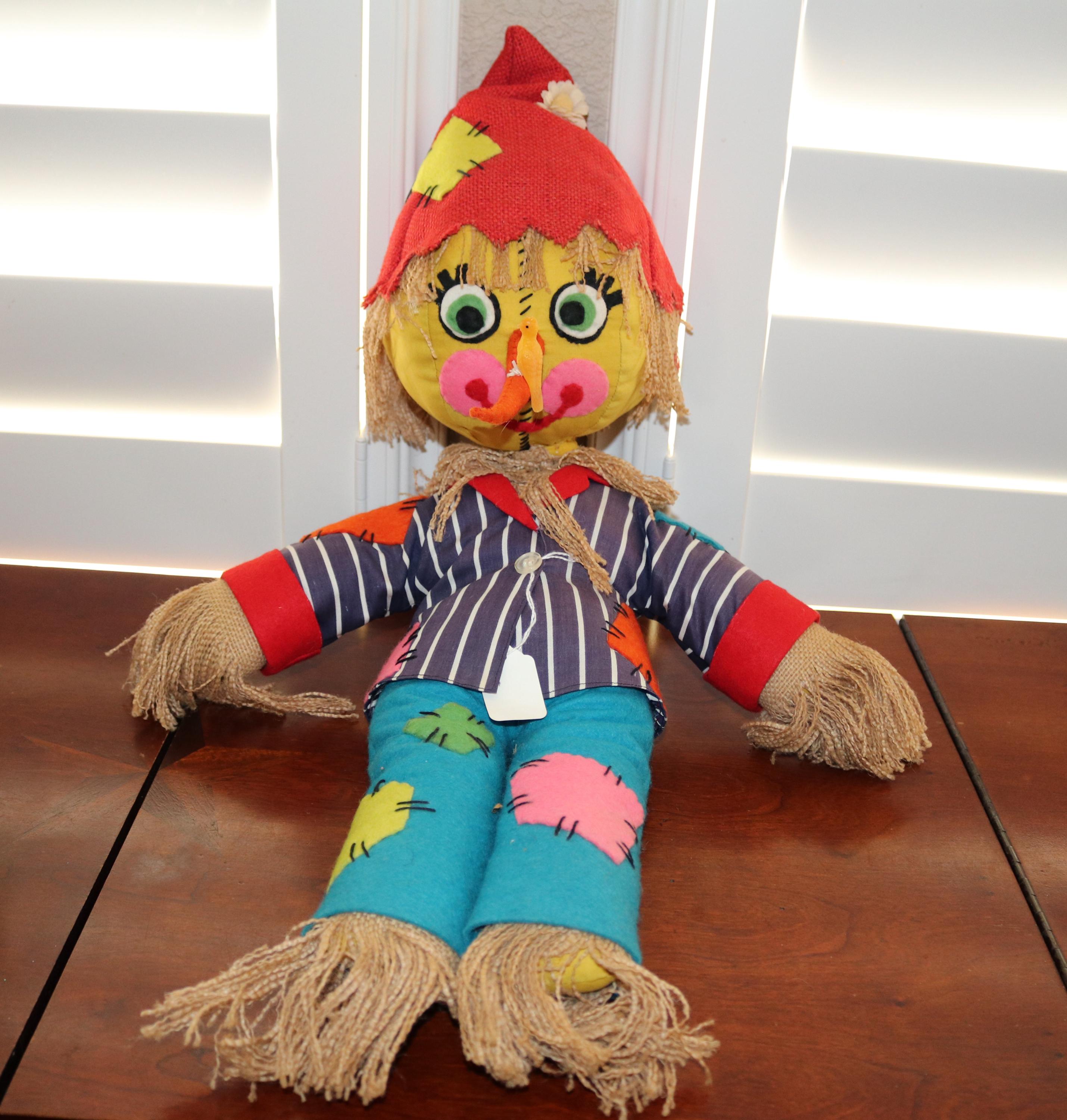 Vintage 1960s Scarecrow Doll: Bucilla Needlecraft, Fall Decor