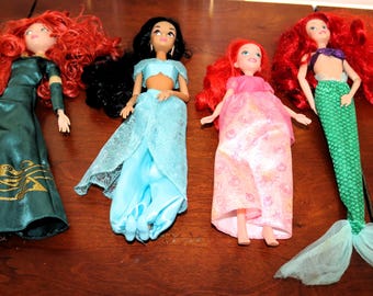 Disney Store Princess Dolls – Merida, Jasmin, Ariel – 12" Barbie Style