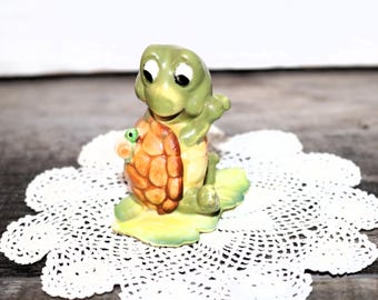 Sweet Vintage Josef Originals Turtle Figurine Anthropomorphic Turtle with Snail Friend - Will Combine Shipping
