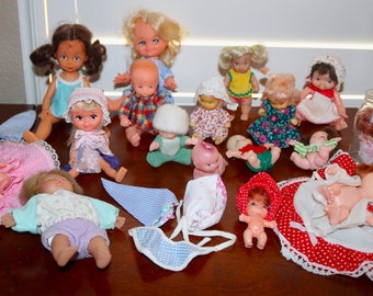 Large Bundle of Vintage Plastic Baby Dolls!  UDCO, China, Playmates Hong Kong 1960s Ideals Pee Wee Baby Dolls 20+ PC.