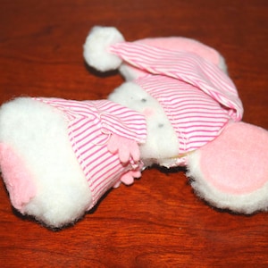 vintage Hallmark Cards Fluffy Mouse Gift Trim Blanc Rose Bonnet de Noël - Livraison groupée