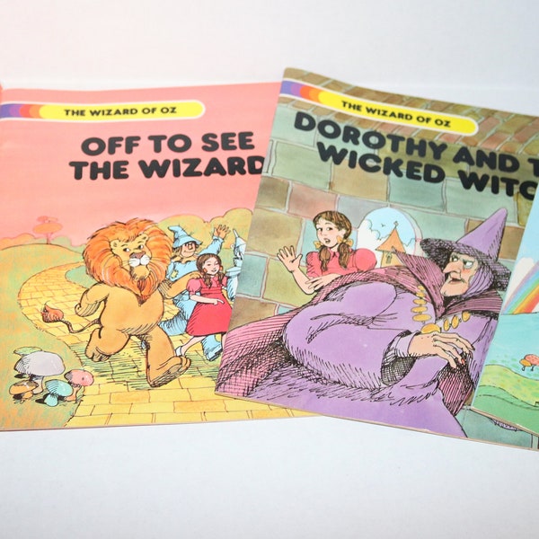 Four Vintage Paperback Wizard of Oz Books: Dorothy and Wizard/Witch, Off to See Wizard, Over Rainbow - Troll Assoc. 1980 EUC