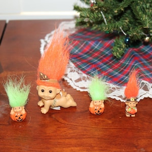 Vintage Troll Doll Bundle Russ - Set of 4 Thanksgiving Halloween Trolls