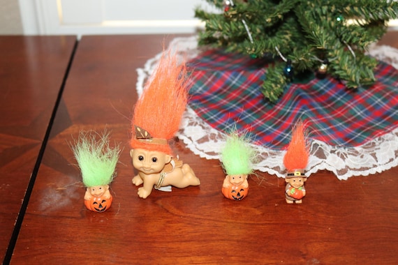 Vintage Troll Doll Bundle Russ - Set of 4 Thanksgiving