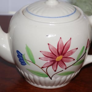 Vintage Shawnee Blue & Pink Floral Teapot 1940&#39;s, Collectible Shawnee Teapot - Will Combine Shipping
