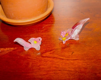 Beautiful Vintage Art Glass Goldfish Pink Yellow Fancy Goldfish Hand Blown Glass Miniatures