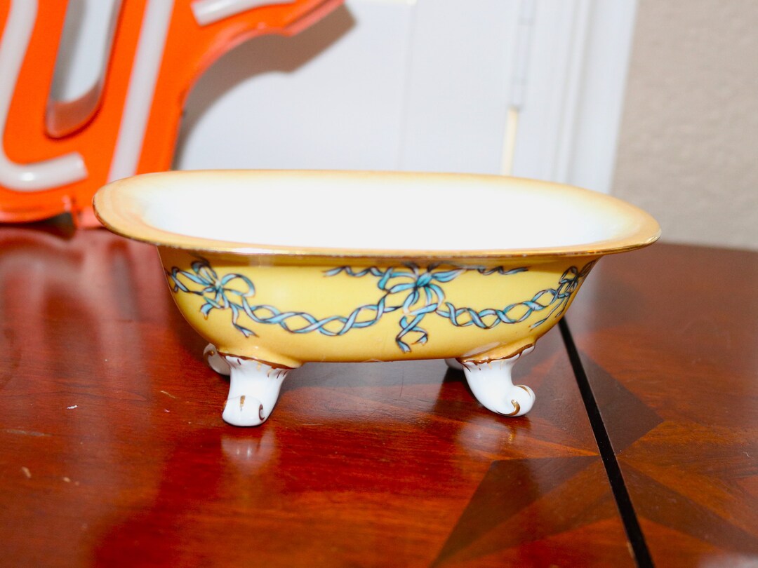 Vintage Andrea by Sadek Ceramic Miniature Bathtub Soap Dish Clawfoot