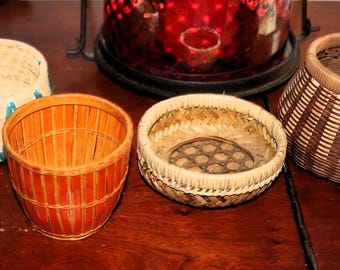 Miniature Woven Basket Bundle: Easter Spring Decor, Set of 4
