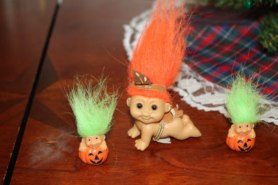 RUSS 4つセット　トロール　troll Vintage Troll Doll Bundle Russ - Set of 4 Thanksgiving
