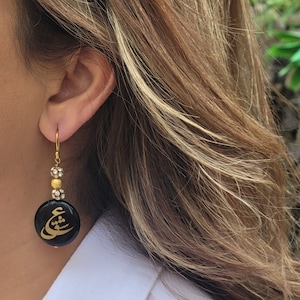 Onyx Persian Eshgh (love) 3 Ball Drop Earrings