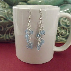 Aquamarine Swarovski Elements and silver dangle & drop earrings