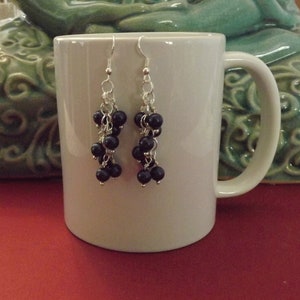 Night blue Swarovski Pearls and silver dangle & drop earrings