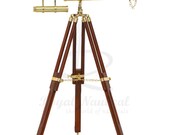 Nautical Wooden Tripod Brass Telescope Pirate Spyglass Magnifying Glass