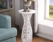 White Small Coffee Table Desk Wood Plastic Board Round Small Coffee Tea Corner Table Side End Table Rack Stand Home Furniture living room