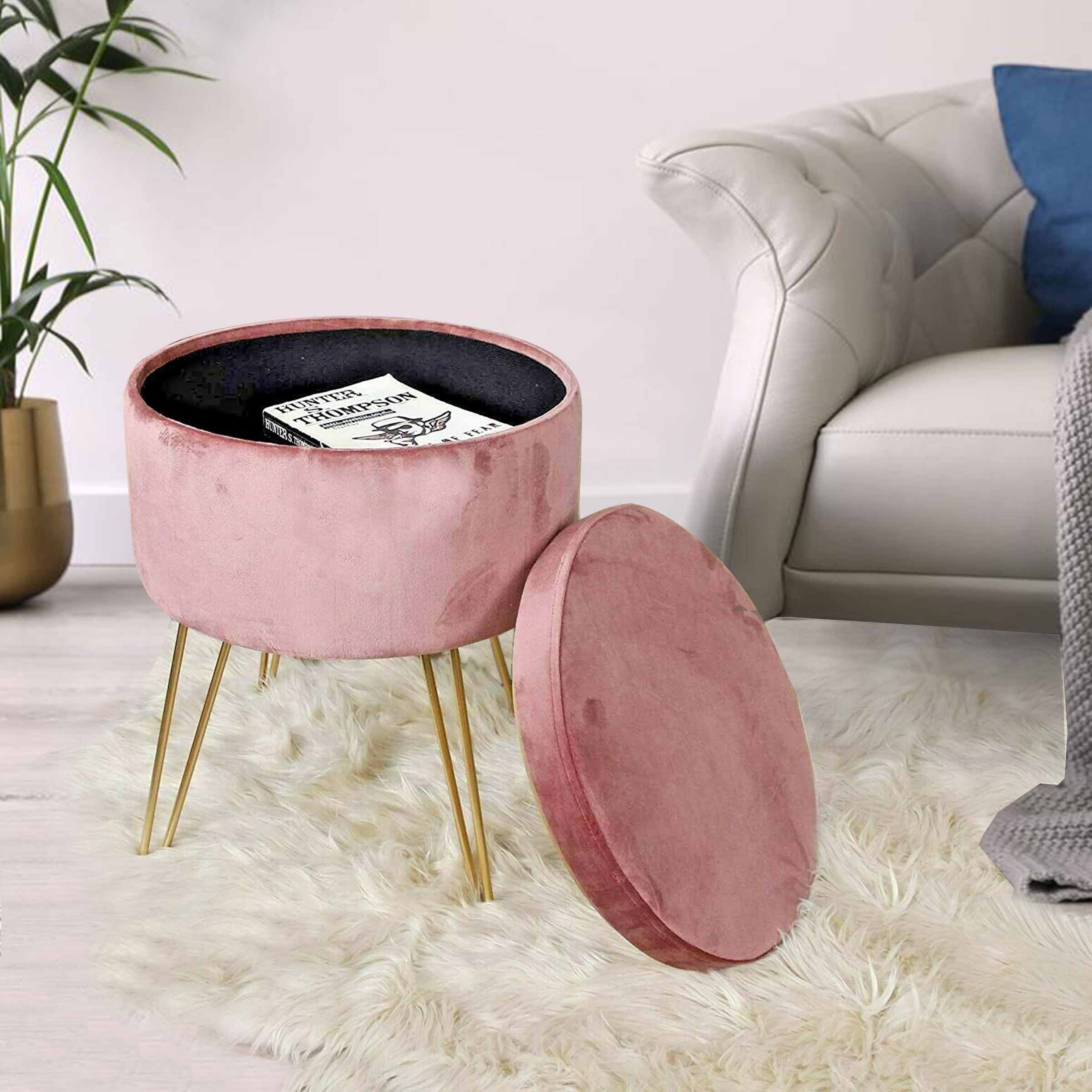 Areeva Decor redondo terciopelo otomano reposapiés asiento | Etsy