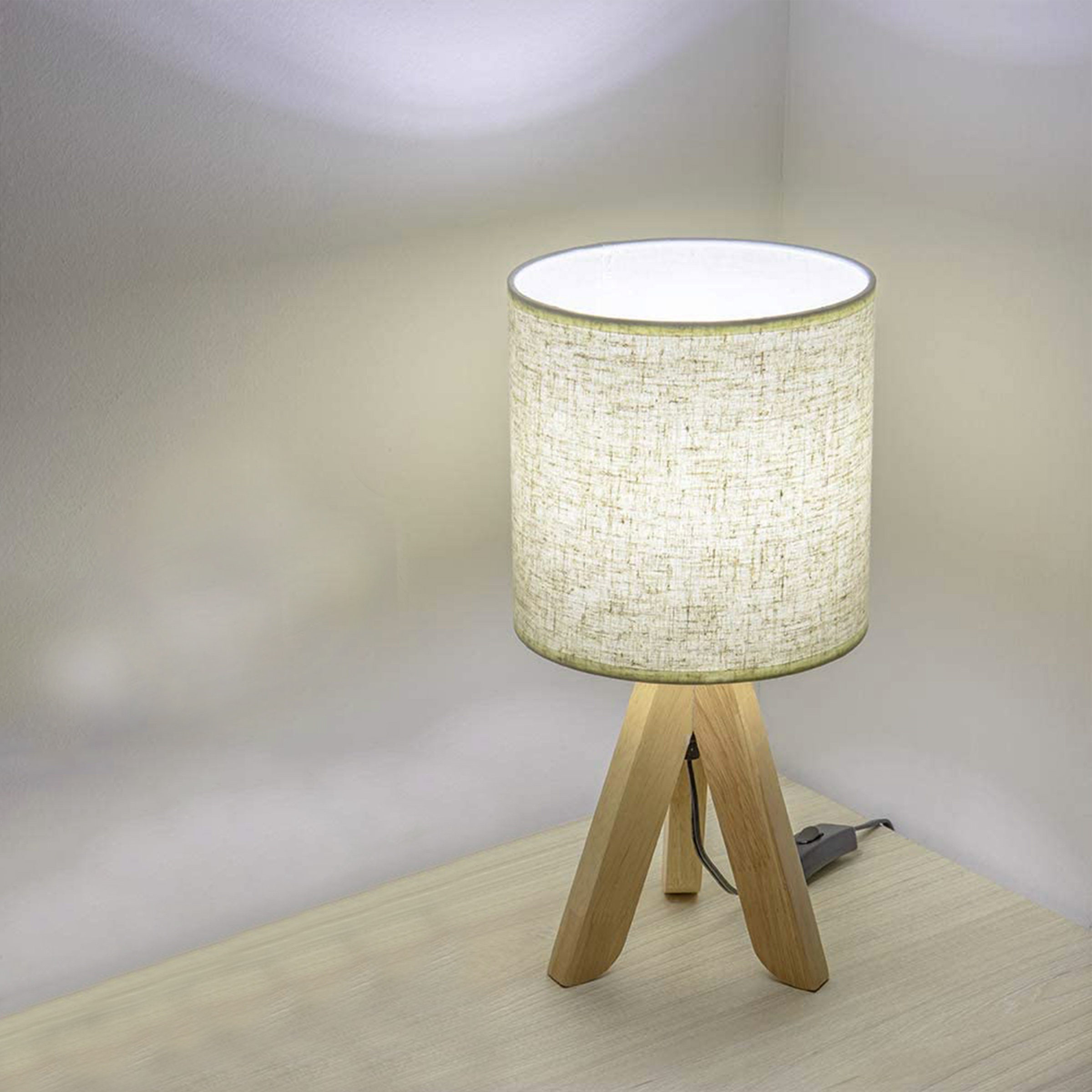 Small Bedside Table Lamp Wooden Tripod Nightstand Lamp for Etsy