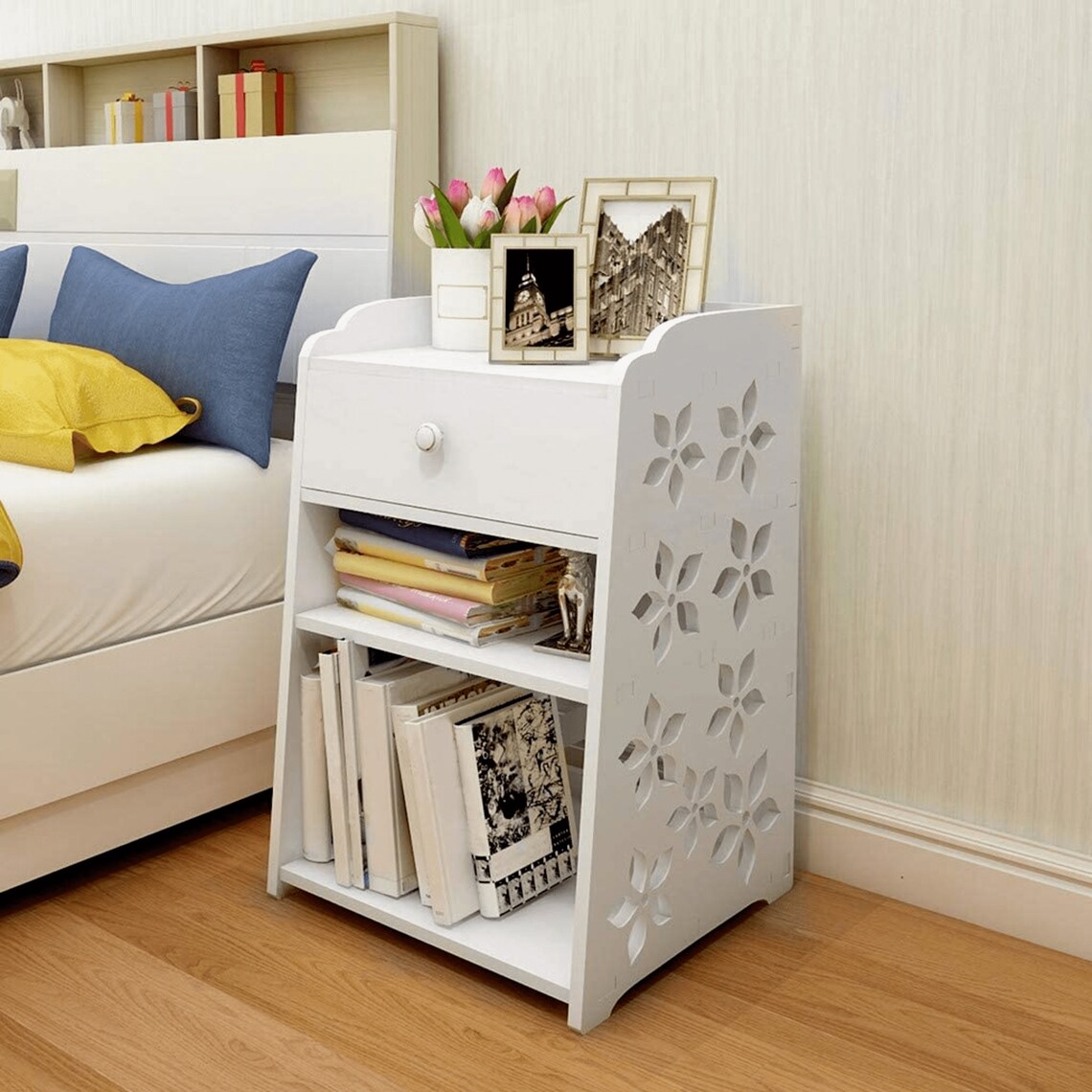 Bedside Table Wooden Bedroom Storage Shelf Etsy