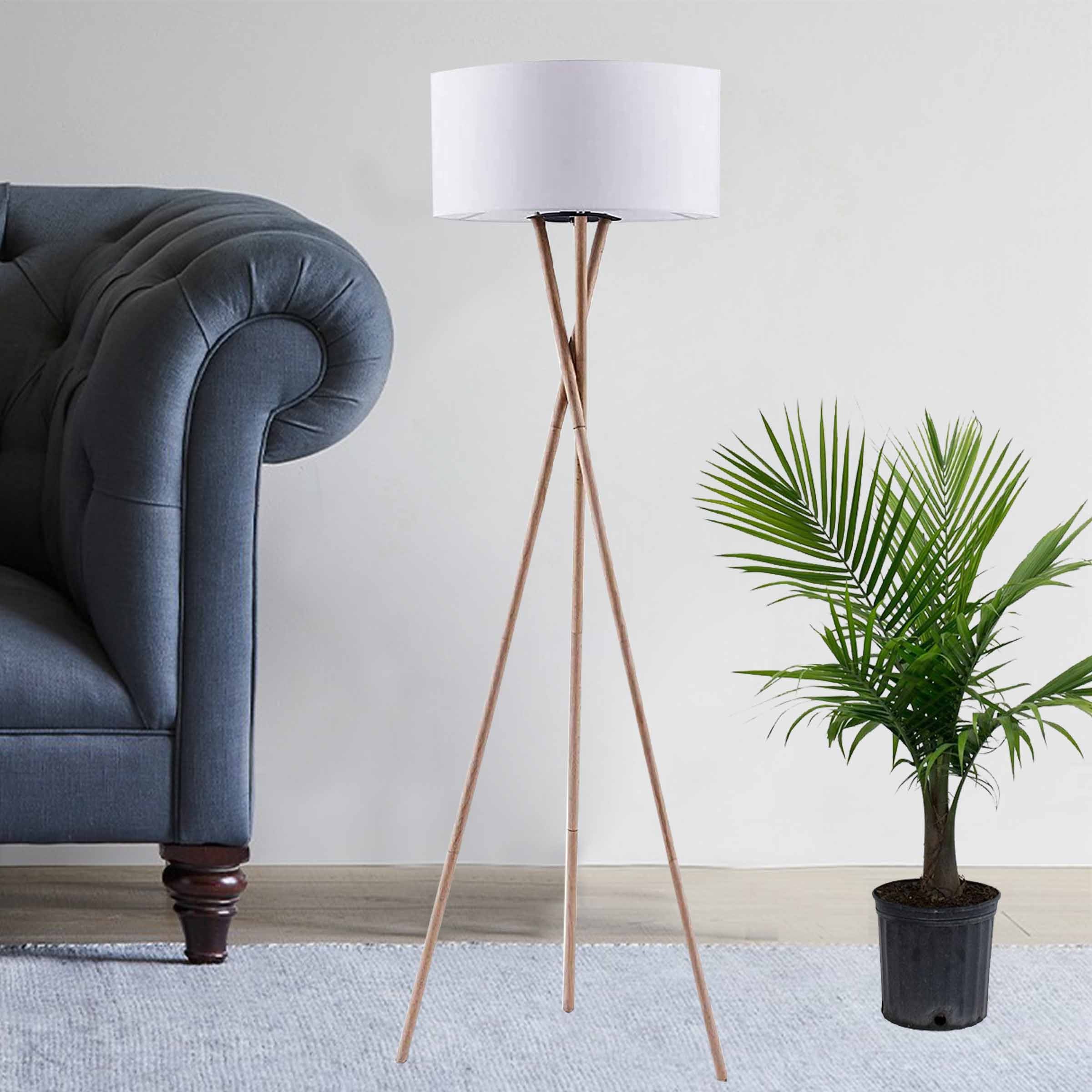 Tripod Floor Lamp Modern Wood Floor Lamp with White Drum | Etsy
