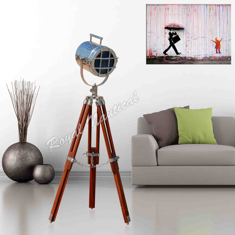 Wooden Tripod Table Floor Lamp Mid Century Modern Nautical Led Lighting