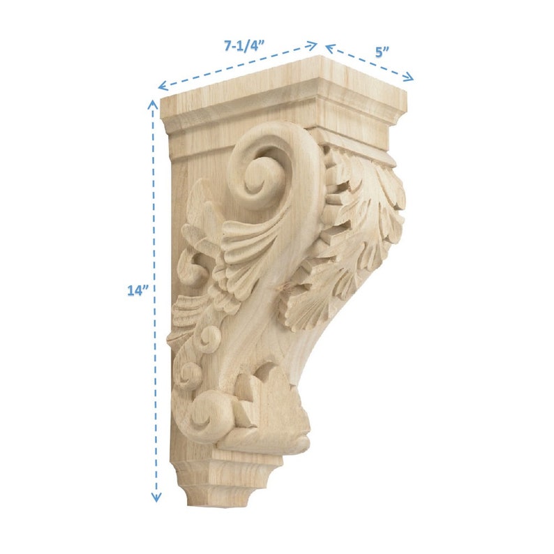 Rubberwood Unfinished Corbel 2.3/" Inch Height x 2.92/" Wide