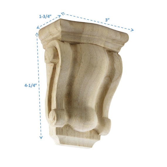 Rubberwood Unfinished Corbel 4.3/" Inch Height x 3/" Wide