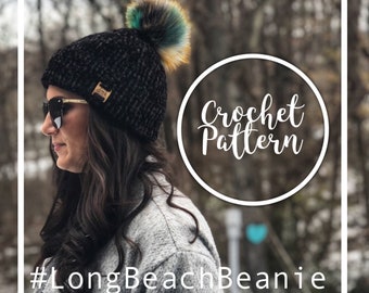 Long Beach Beanie - Velvet Edition Tunisian Crochet Pattern