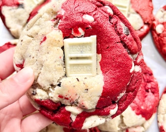 Red Velvet Cookies and Cream Cookies – Gourmet Bakery Cookies – Fresh Baked Treats