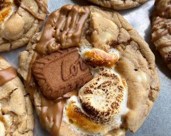 Cookie Butter S’mores Cookie – Gourmet 4oz Bakery Cookie – Chocolate, Marshmallow & Cookie Butter – Fresh Baked Treat Box