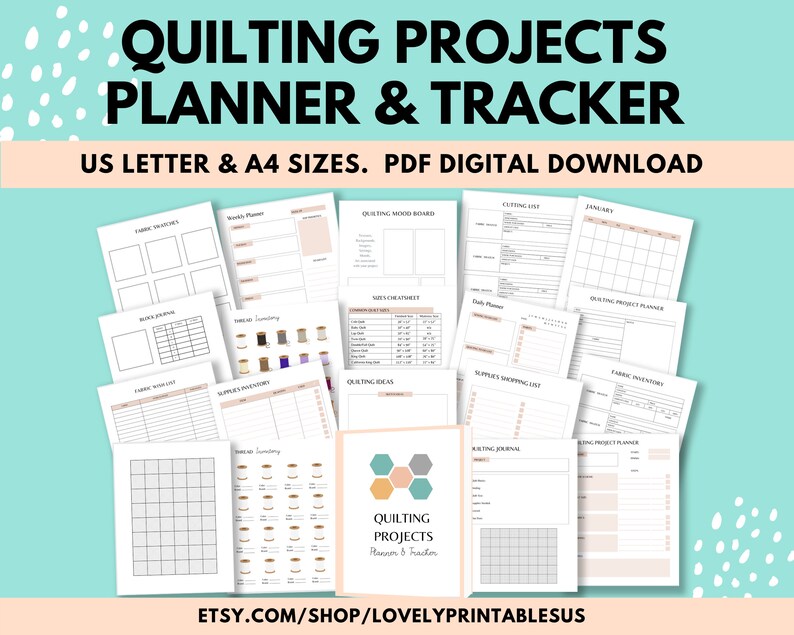 Quilting Projects Planner &amp; Tracker Sewing Tracker for - Etsy