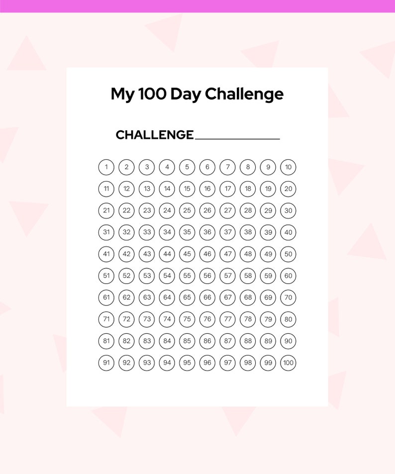 100 Day Challenge Printable Habit Tracker Etsy 100 day challenge printable habit tracker etsy