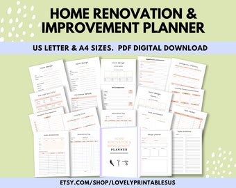 Home Renovation & Improvement Planner, Renovations Planner, Home DIY Projects Planner, Home Improvements, DIY Planner,