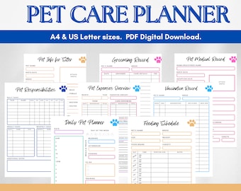 Pet Care Planner, Pet Care Schedule, Pet Tracking, Pet Medication tracking, Pet Planner