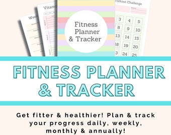 Fitness Planner, Fitness Tracker, Weekly Fitness planner, Monthly fitness planner, Daily fitness planner