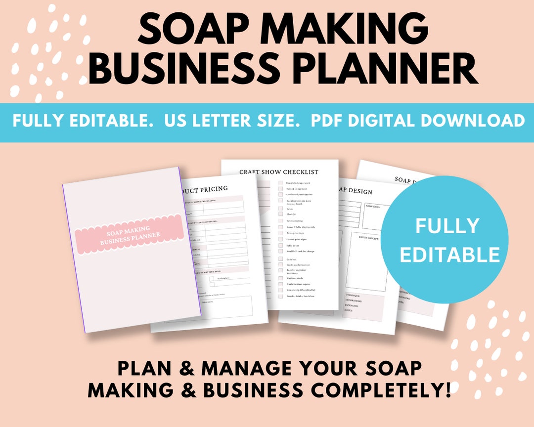 Editable Soap Making Business Planner Soap Making Business Etsy