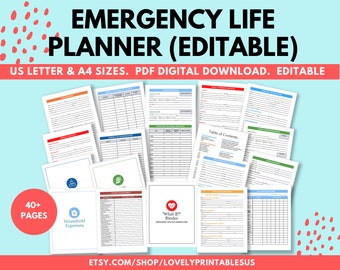 Emergency What If Planner, Emergency Binder, In case of Emergency binder, Emergency Planning Printable, Emergency Planner Editable PDF,