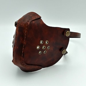 Mask Leather, Protective Face Mask. Brown. Ready to Ship! 100% Hand made. Hand Stitched. Quality Veg Tan Leather. Unique Gift