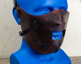 Leather Mask, Hannibal style Mask. Horror movie mask hand made. Ready to ship.