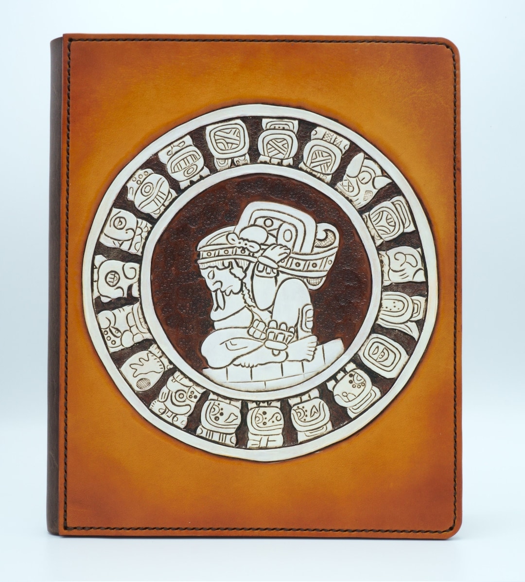 Leather Notepad Journal Portfolio Aztec, Mayan Hand Tooled Ready to ...