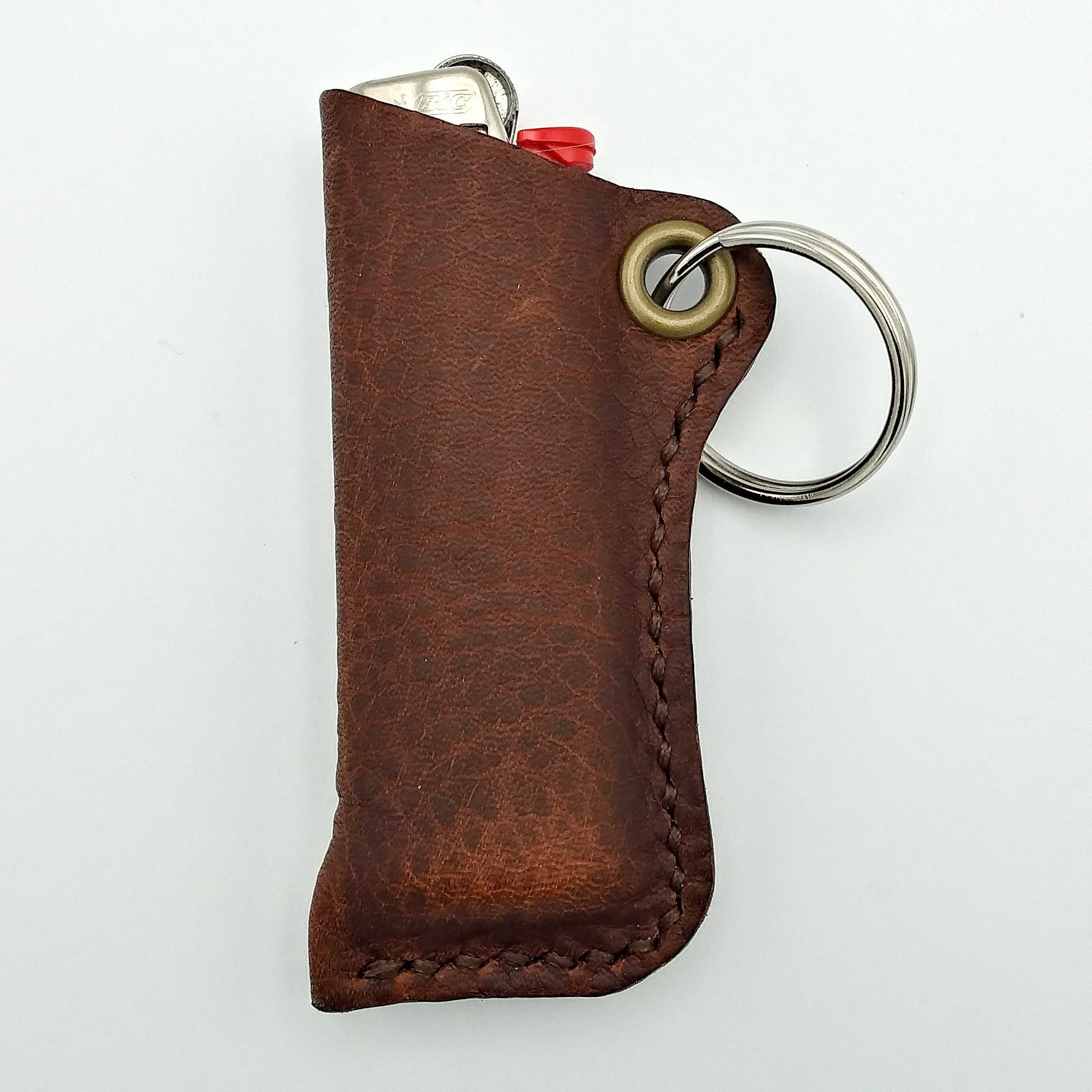 BIC lighter Case. Handmade Artisan Tooled Brown Leather. 100 Etsy