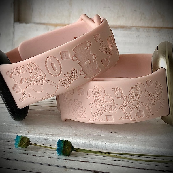 Engraved watch Band Disney Engraved watch Band Personalized Watch Band Monogrammed Silicone Band Alice n Wonderland watch band