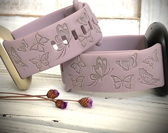 Engraved watch Band butterfly Engraved watch Band Personalized Watch Band butterfly watch Band Floral watch band