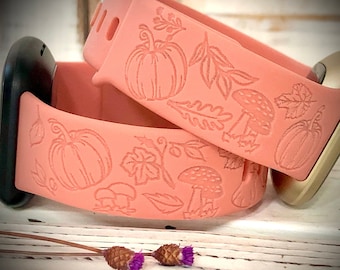 Fall Engraved watch Band Autumn watch Band Personalized Watch Band Monogrammed Silicone Band Fall watch band