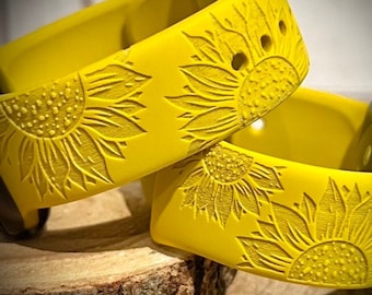 Sunflower watch Band engraved sunflower Watch Band Sunflower silicone Band Sunflower watch band