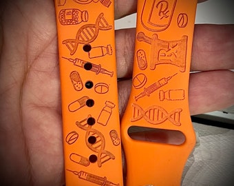 Pharmacy research watch Band pharmacist watch Band pharmacy Watch Band Monogrammed Silicone Band pharmacy watch band dna watch band