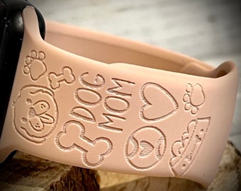 Dog Mom watch Band Dog Engraved watch Band engraved Watch Band dog watch band