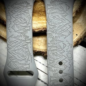 Mountain watch Band Mountain engraved watch Band Outdoor Watch Band Silicone Band Forrest watch band camping watch band