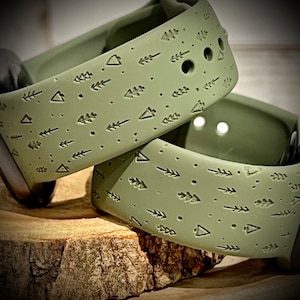 Trees Engraved watch Band Camping watch Band Outdoor Watch Band Silicone Band Forrest watch band